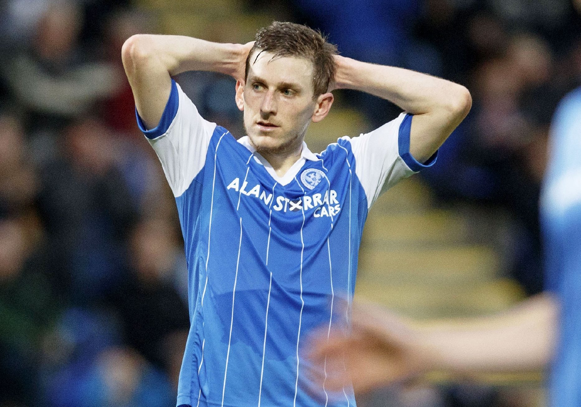 A dejected Blair Alston after St Johnstone lost to FK Trakai.