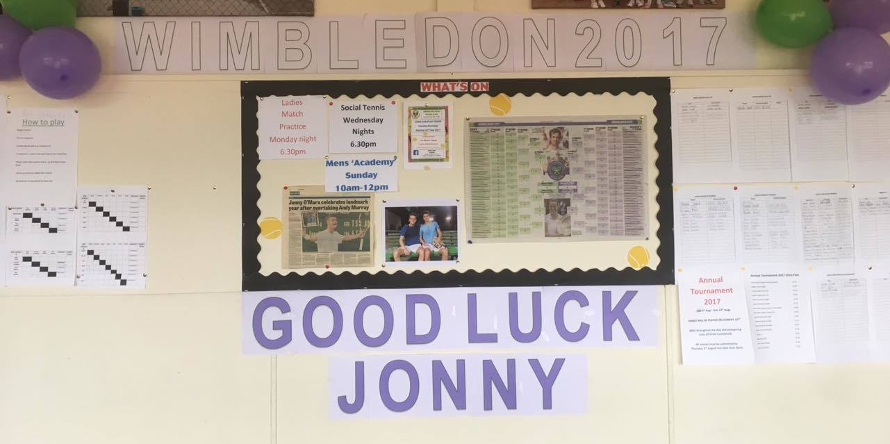 There was strong support for Jonny on the club's noticeboard.