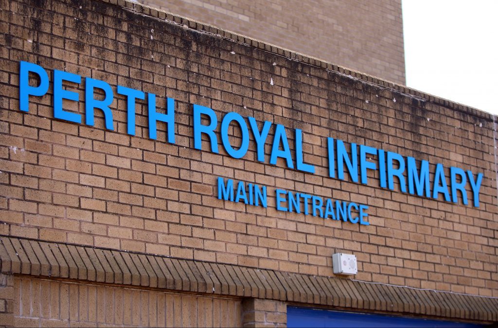 Perth Royal Infirmary main entrance sign