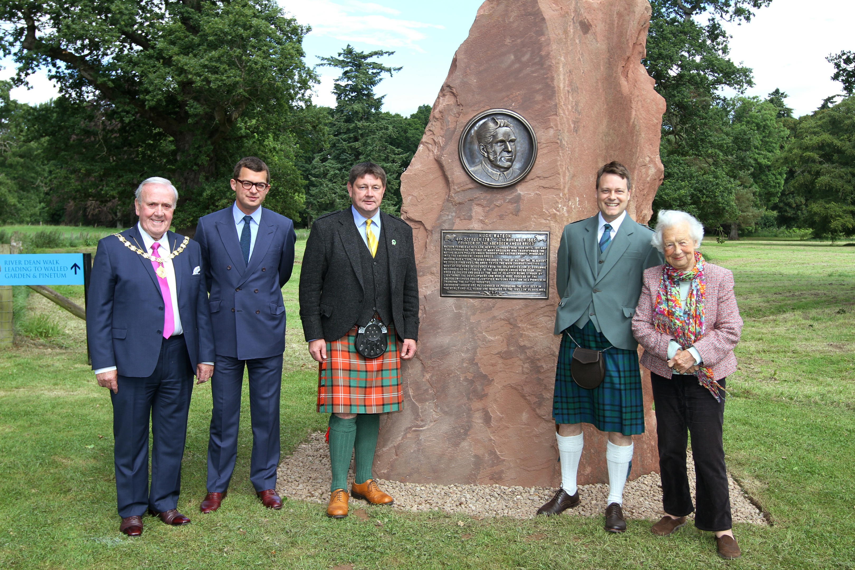 From left - Angus depute Provost Colin Brown, Lord Strathmore, Alex Sanger, Roddy Mathieson, and Mary, Dowager Countess Strathmore