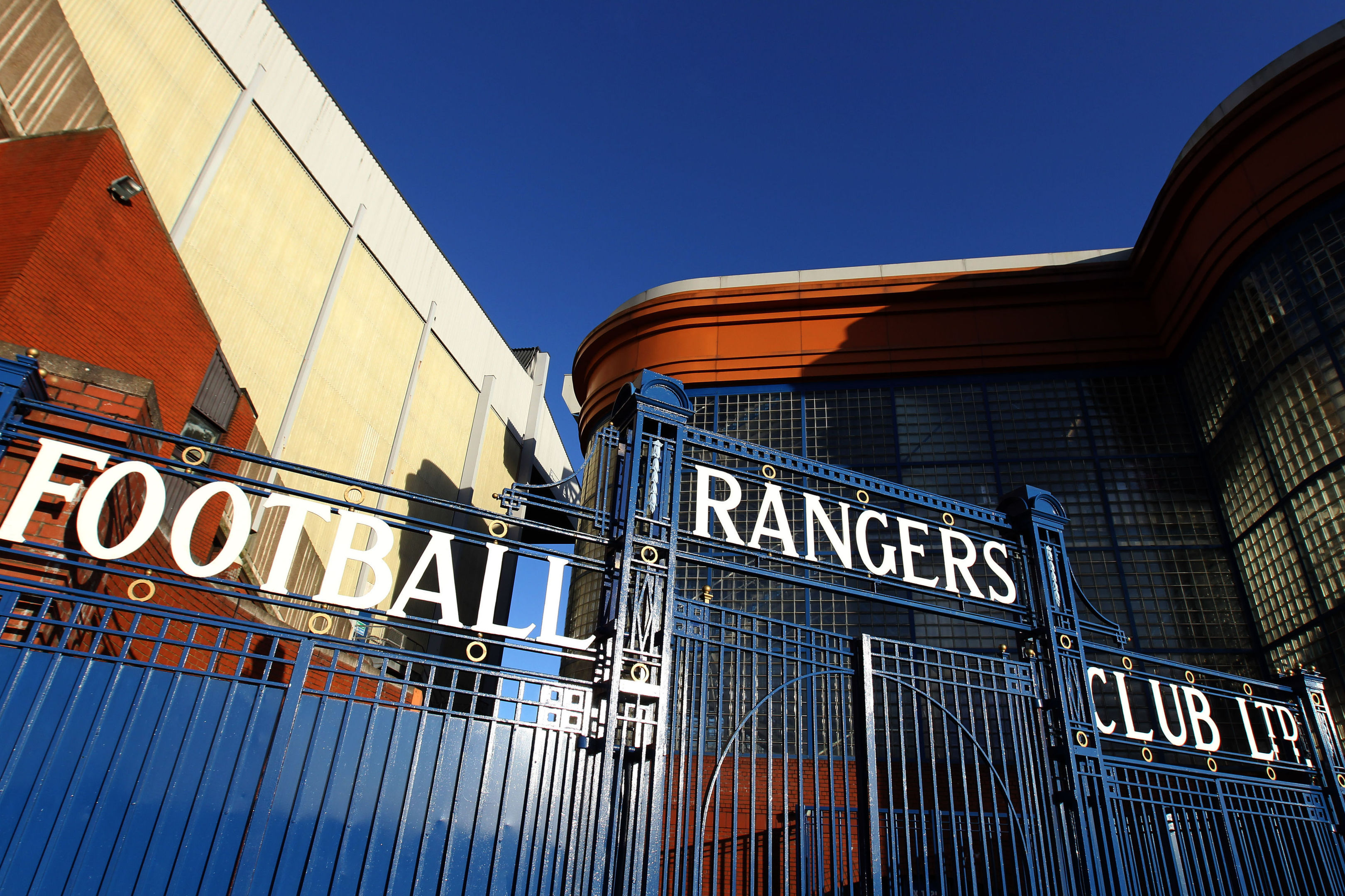 The gates at Rangers' Ibrox Stadium.