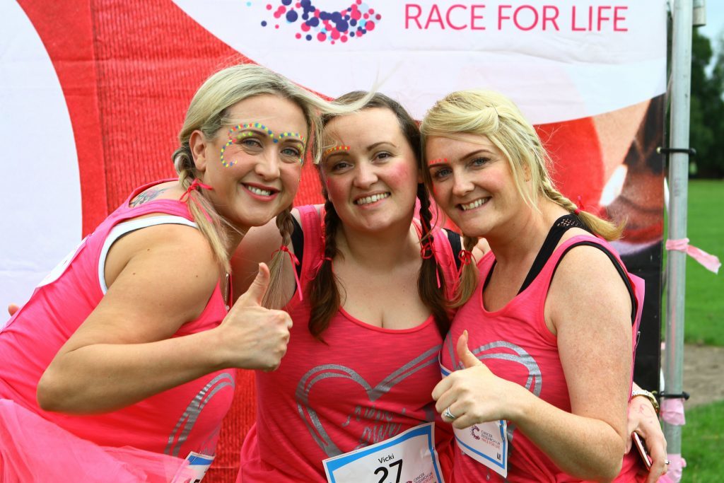 Lea McMillan, Vicki Sheilds and Sarah Taylor, at the Race For Life.