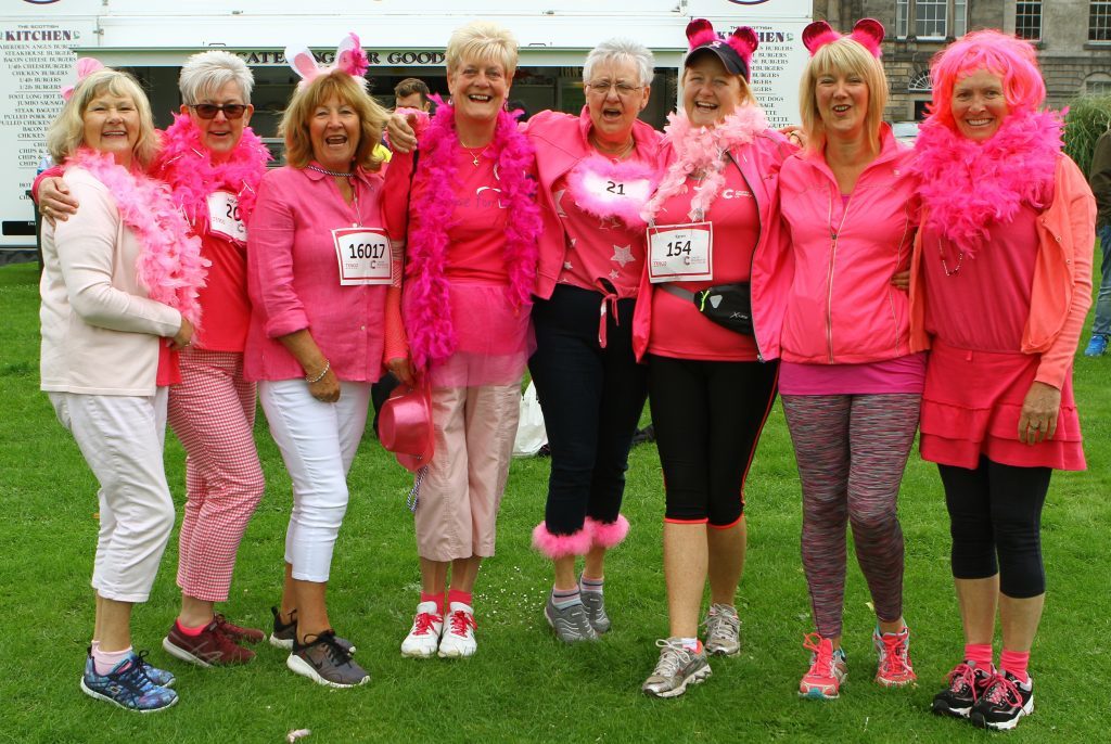 The 'Bannatyne Babes'  at the Race For Life, at the North Inch in Perth.