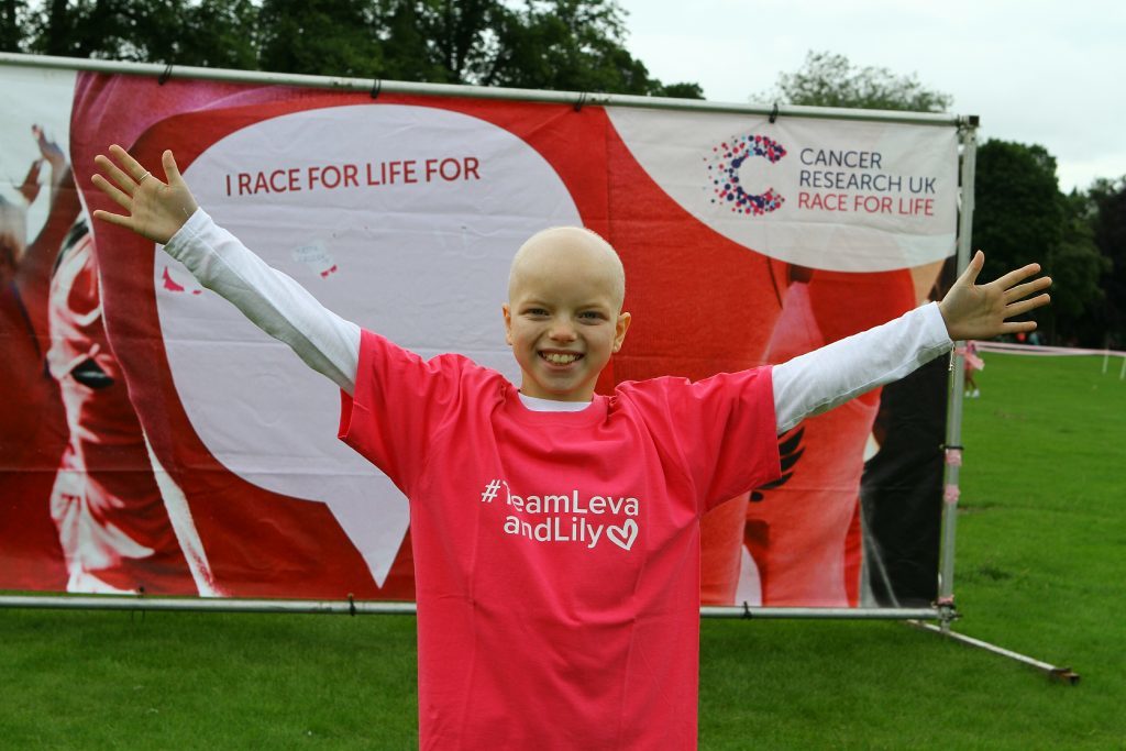 Nine year old Lily Douglas at the Race For Life, at the North Inch in Perth today.