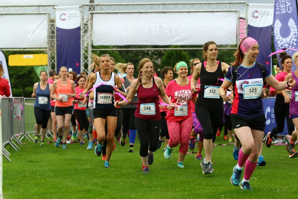 The 10k race gets underway, at the Race For Life, at the North Inch in Perth.