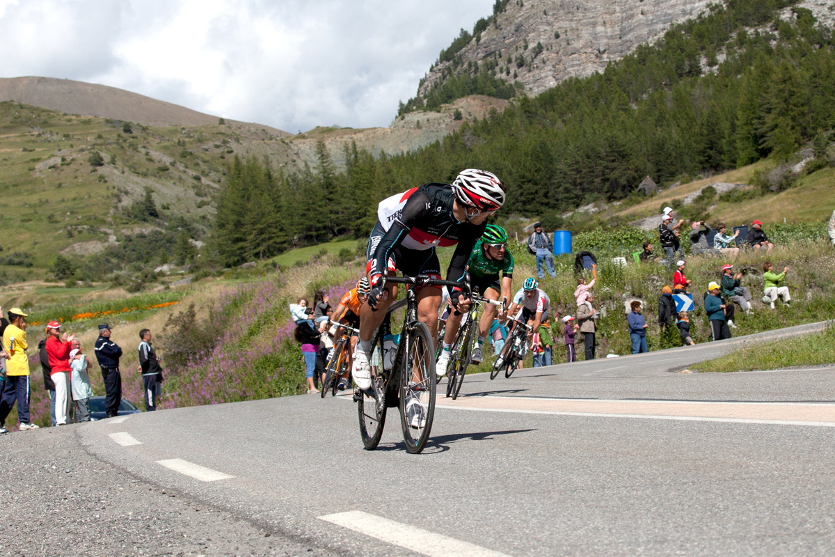 Fabian Cancellara descending the Col d'Izoard.
