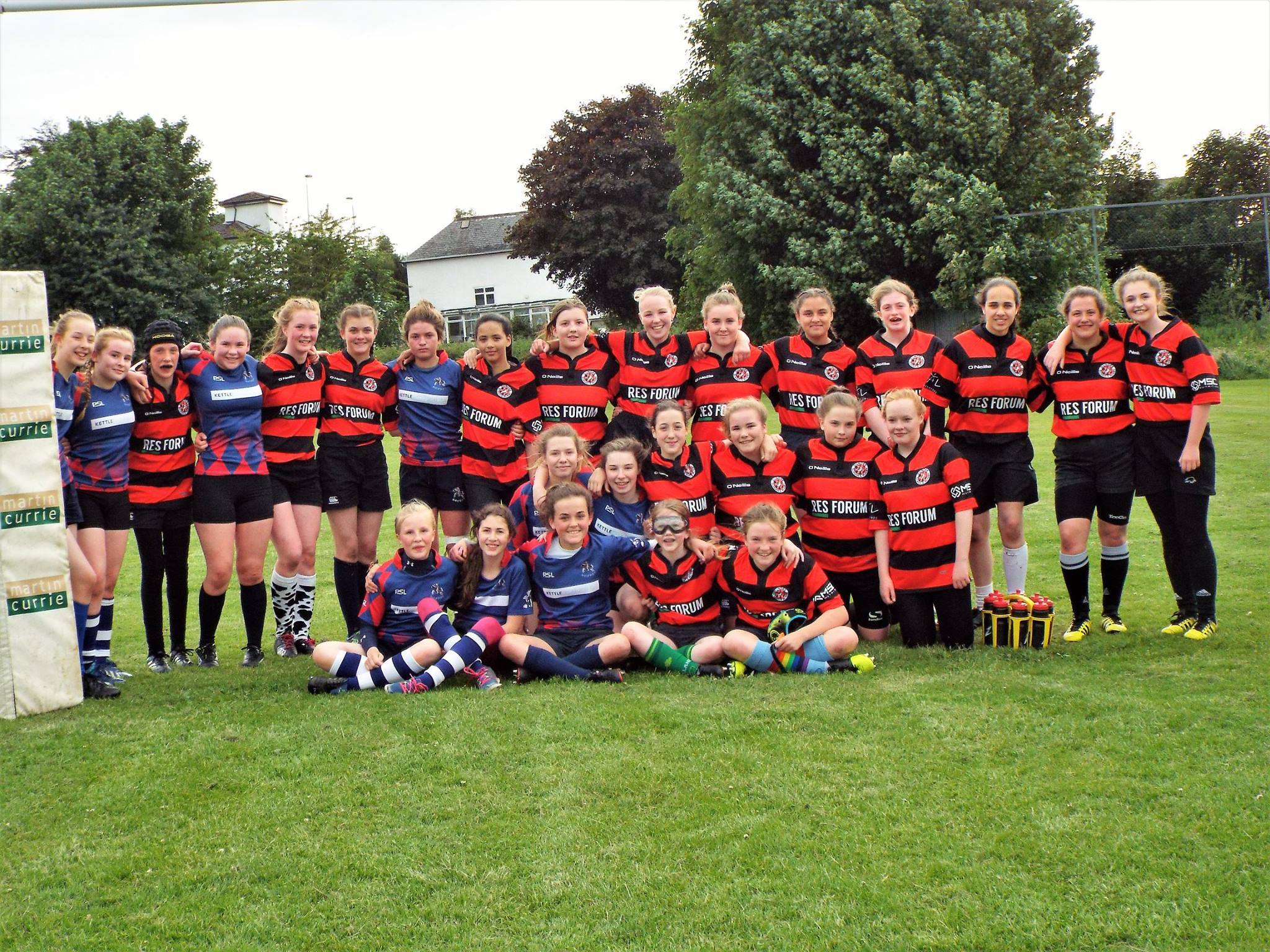 The Dundee Rugby and Howe Harlequins teams after their inaugural match this week.