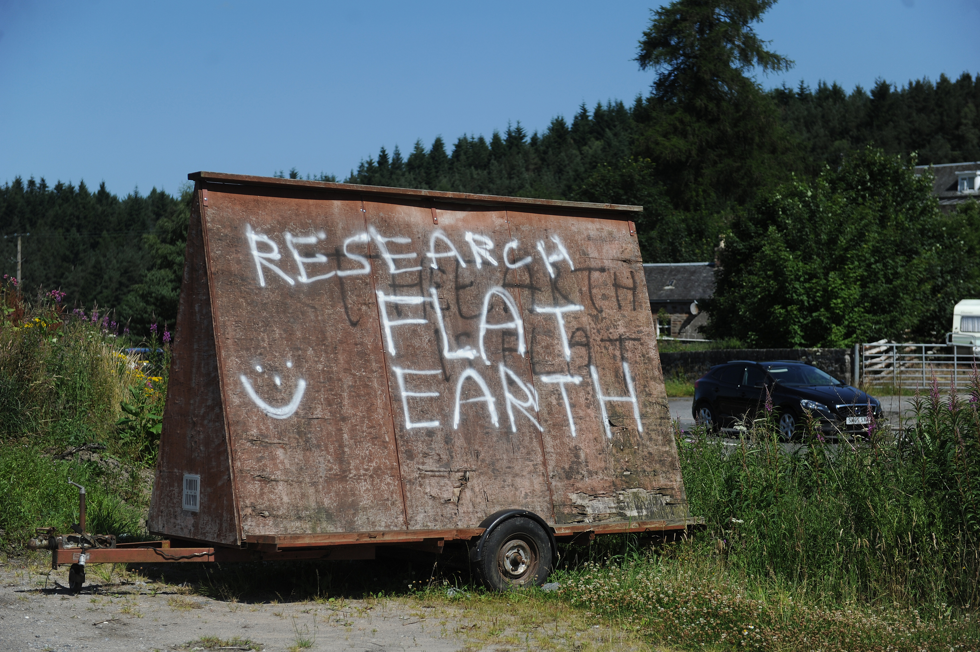 One of the Flat Earth signs on the A9.