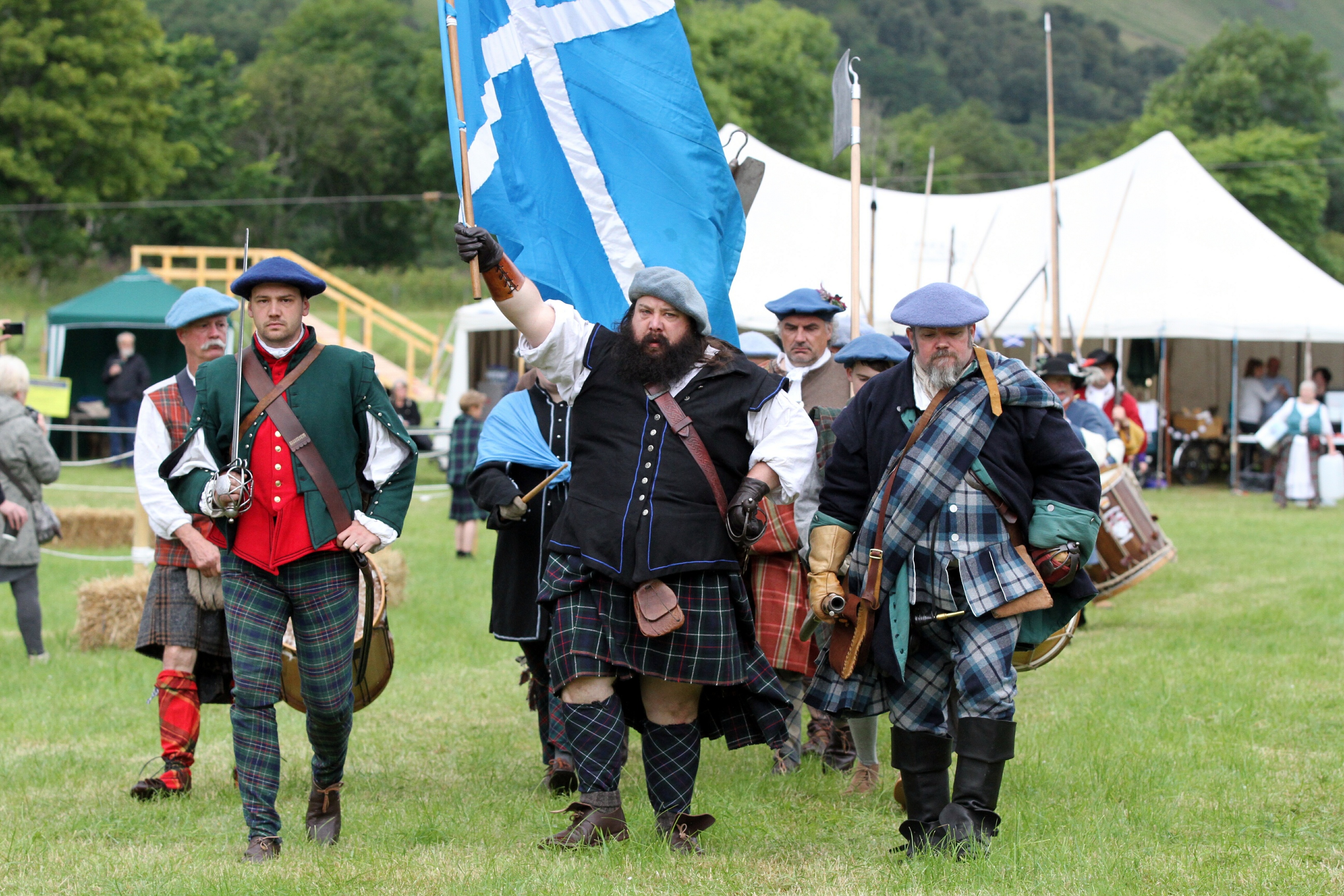 Soldiers march at the opening of last year's soldiers of Killiecrankie re-enactment event. Now locals are ready for their own fight with the battlefield under threat.