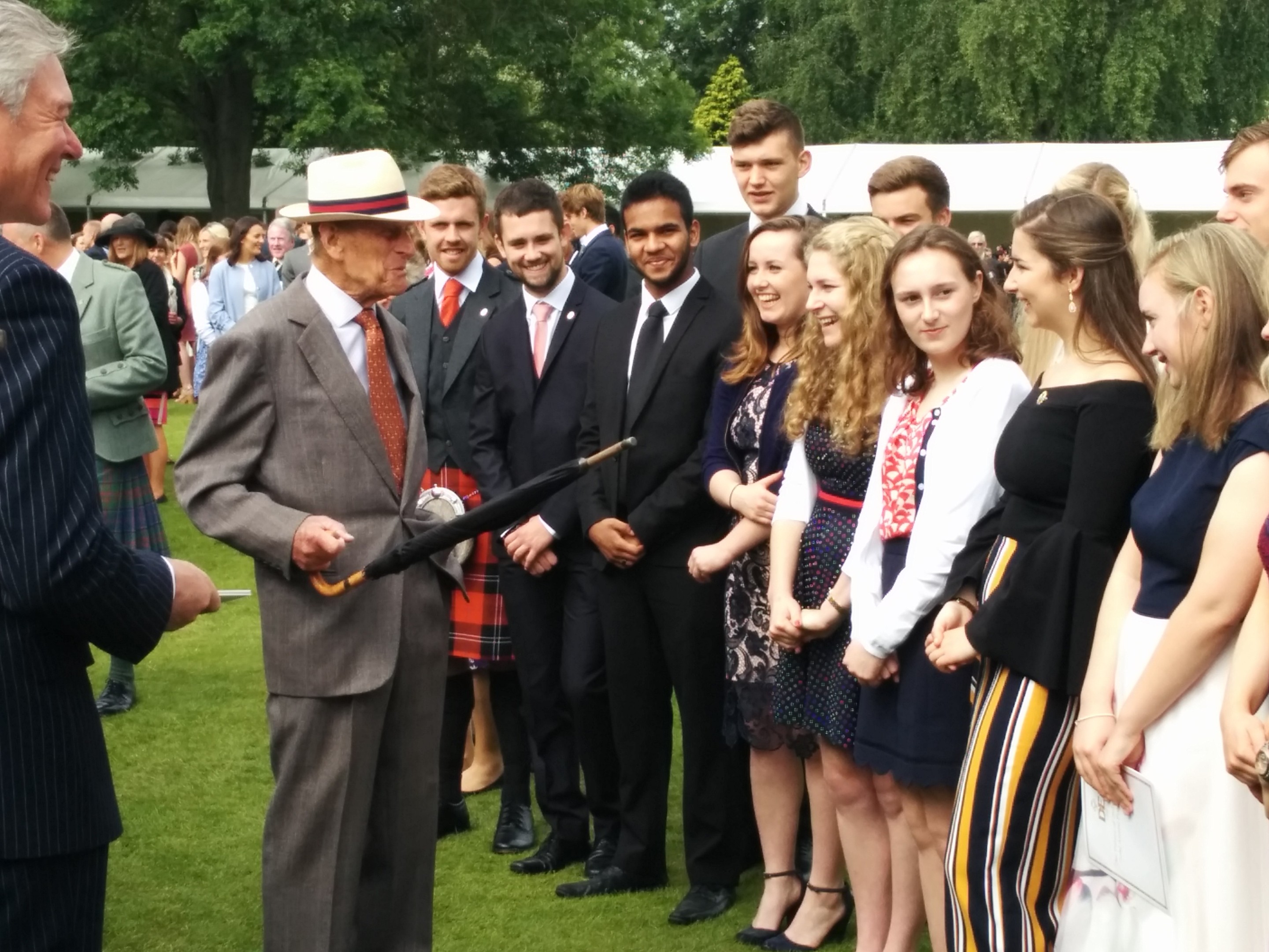 The Duke of Edinburgh meets with pupils from Dundee High School.