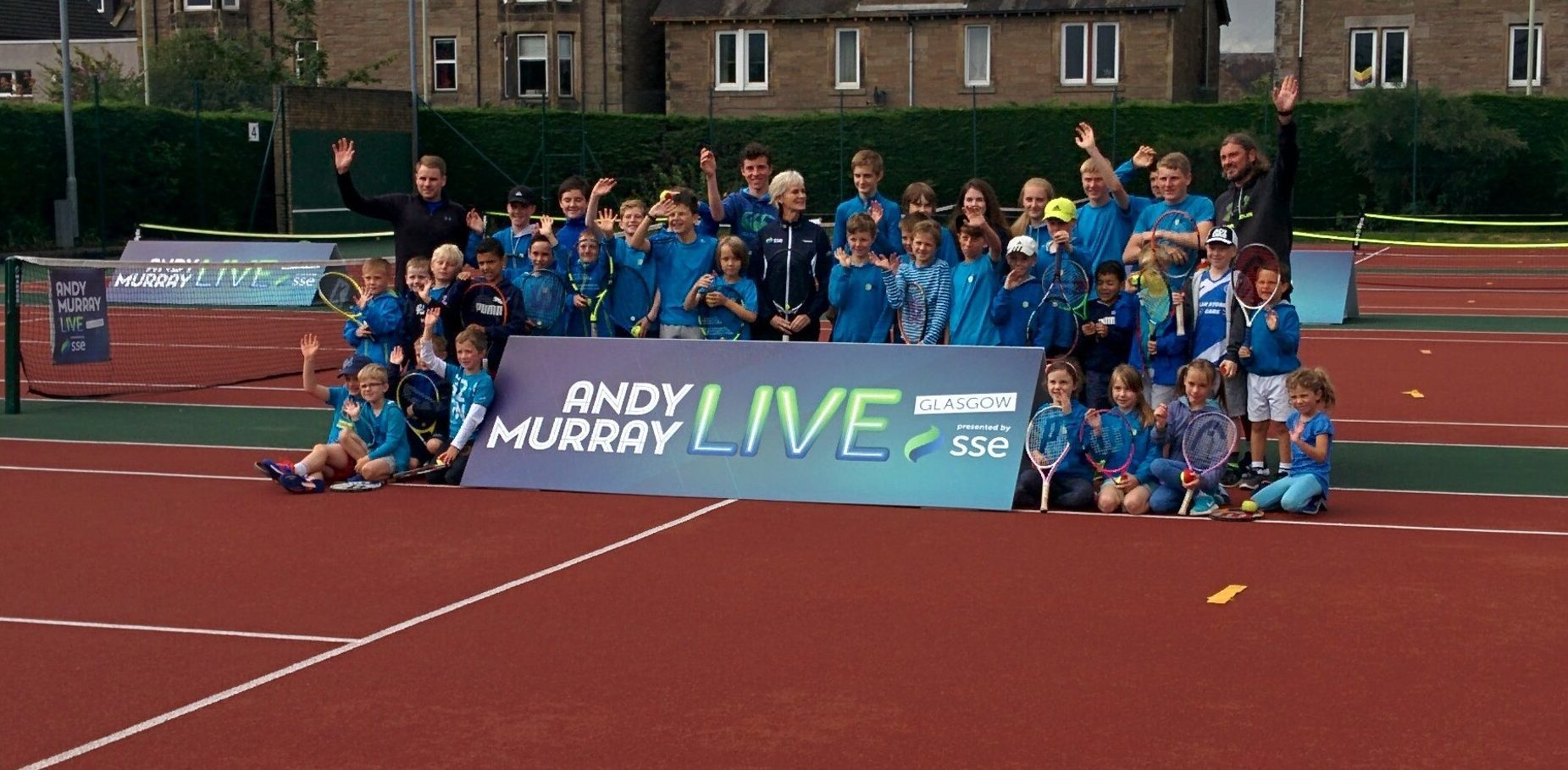 Judy Murray with youngsters at Perth Tennis Club