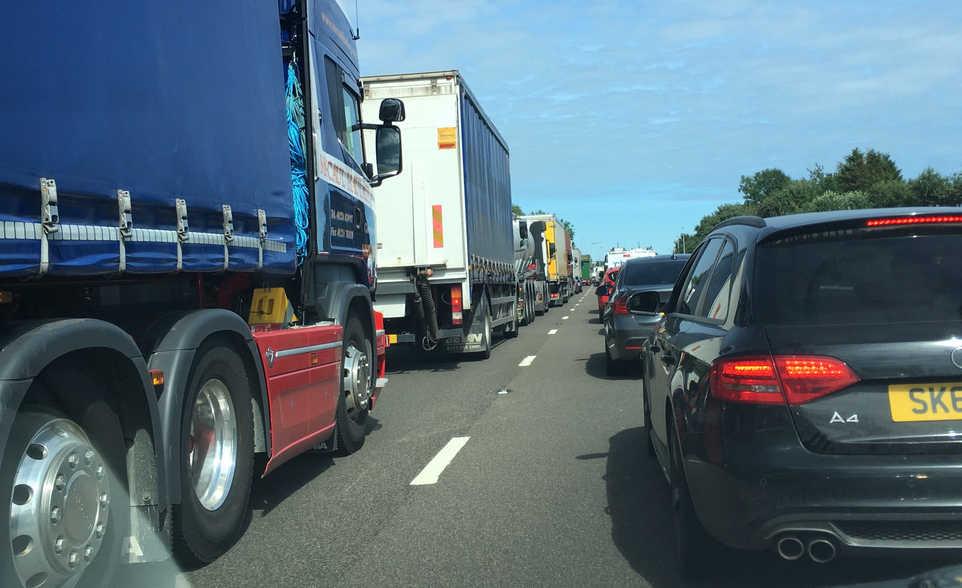 Traffic at a standstill on the A90.