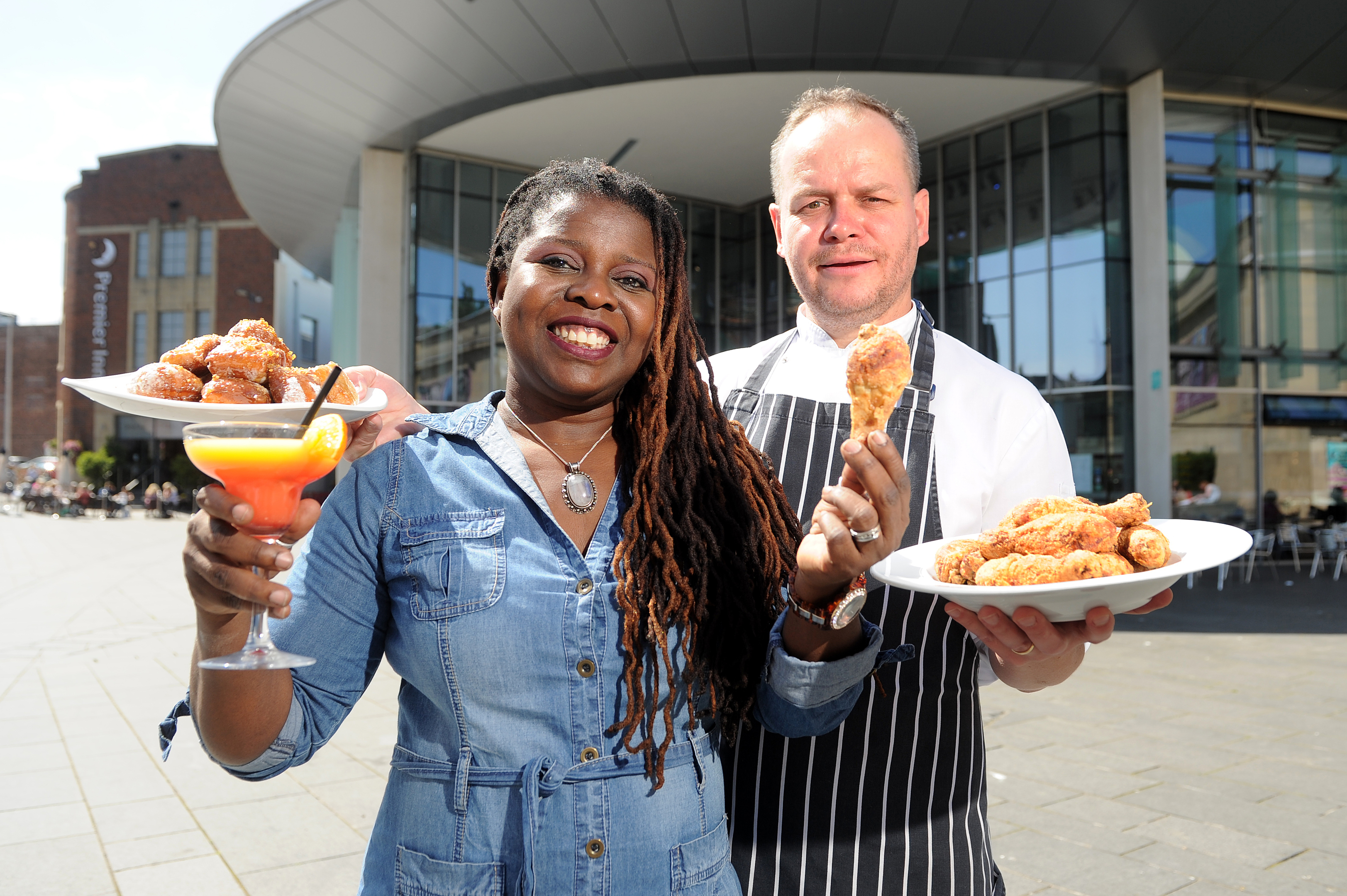 Dr Peggy Brunache and head chef Martin Buchan at the Southern Fried Food Festival in Perth in 2017