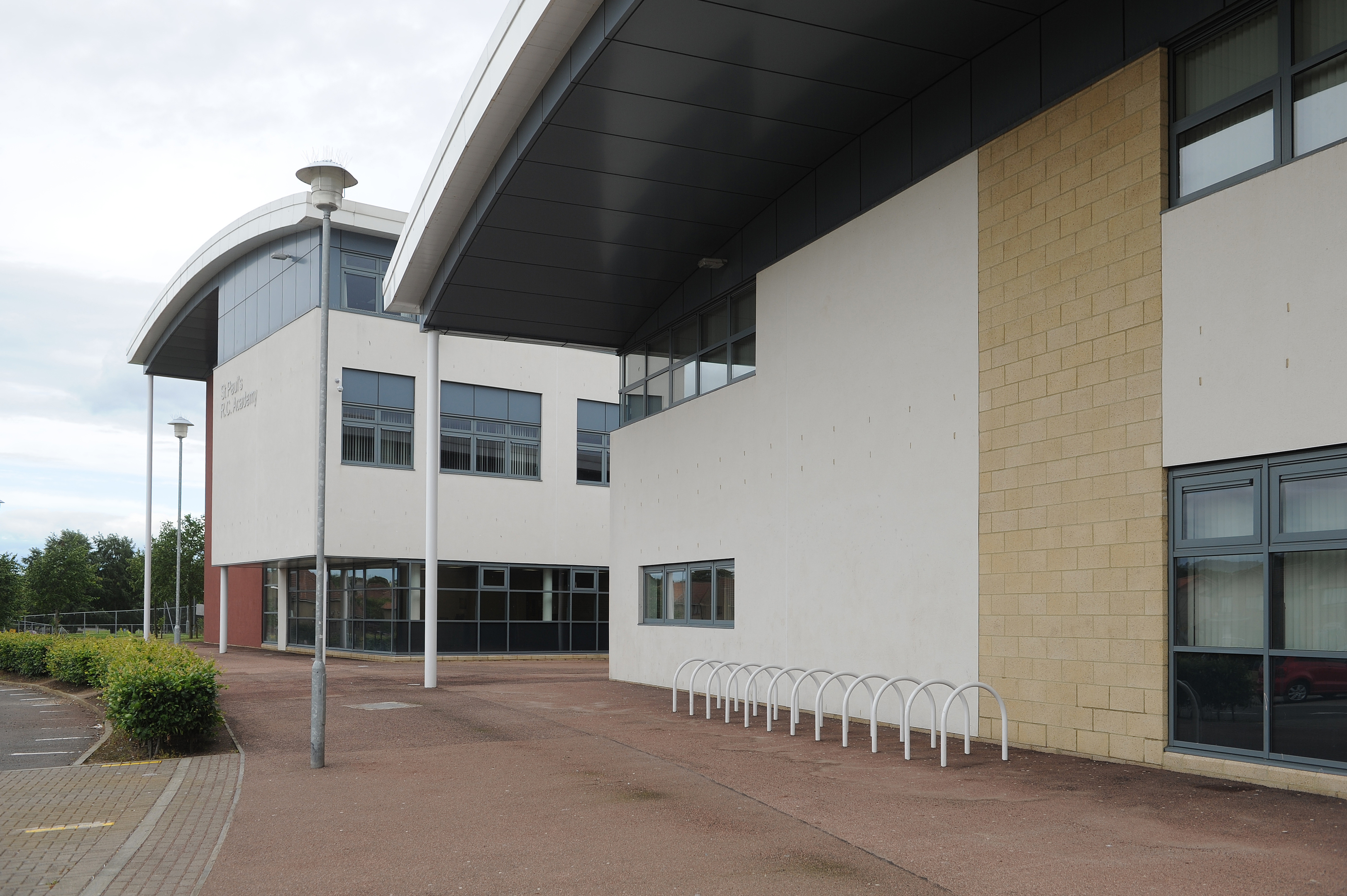 Cladding used on the St Paul's RC Academy contains the same material as that used on the tragic Grenfell Tower Block. Picture shows the cladding  below the roof line at the school.