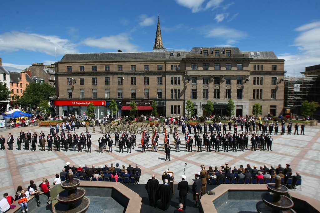 The parade in City Square, Dundee in 2017. Image: Kim Miller.