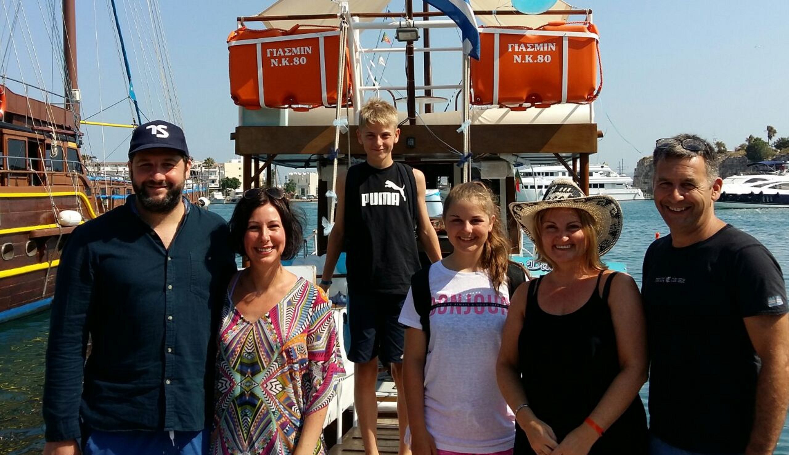 The Liddell family enjoying their holiday just hours before the earthquake. From left: Gordon, Michelle, Jack, Dana, Nicola and Stewart