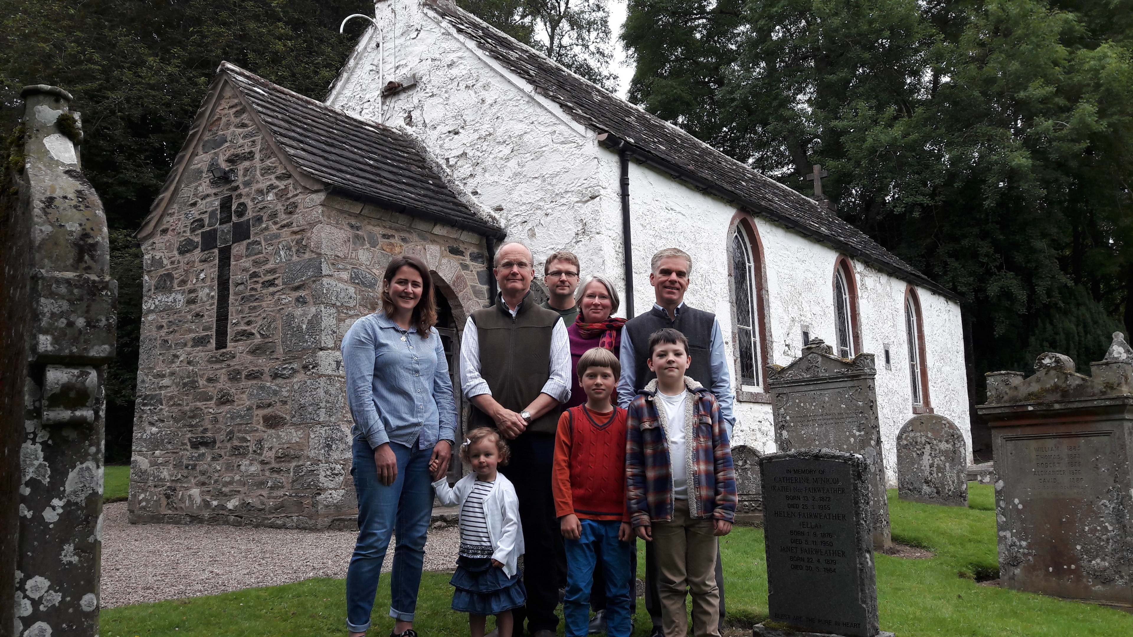 Hector Maclean (second from left) with fellow locals at Prosen Church