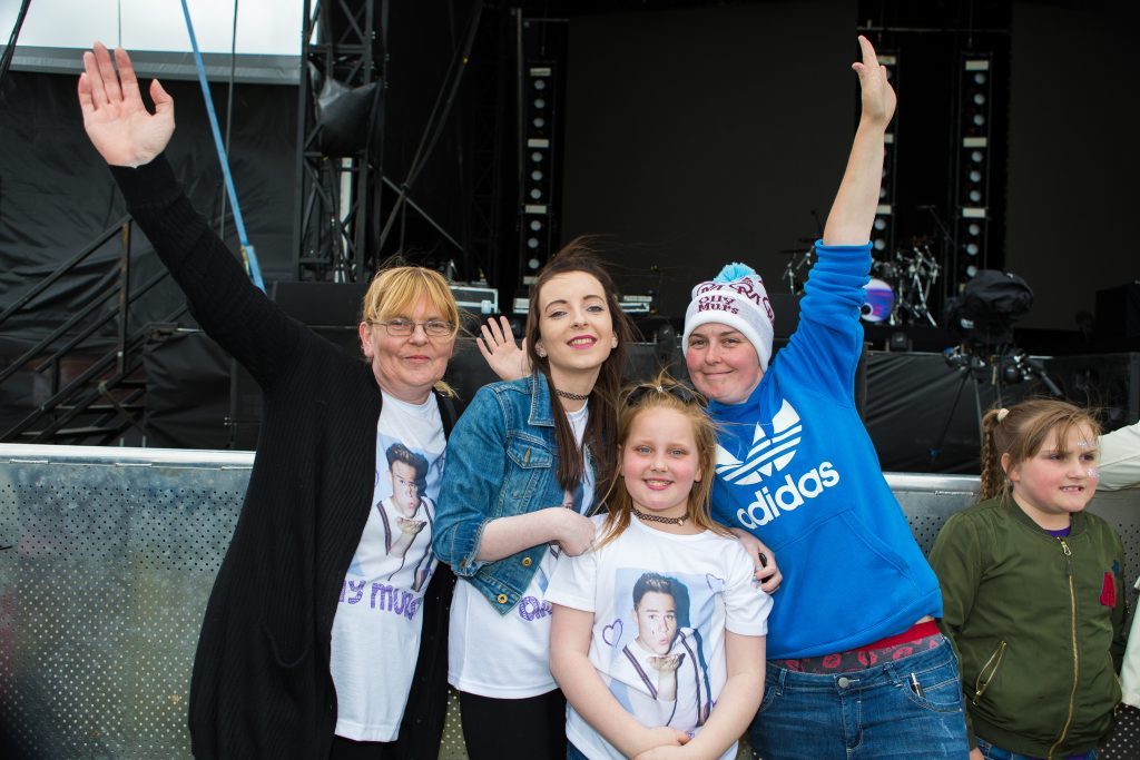 Karen Bagley (48), Courtney Bagley (20), Krystal Bagley (9) and Catherine Bagley (29) from Dundee waiting to see Olly Murs.