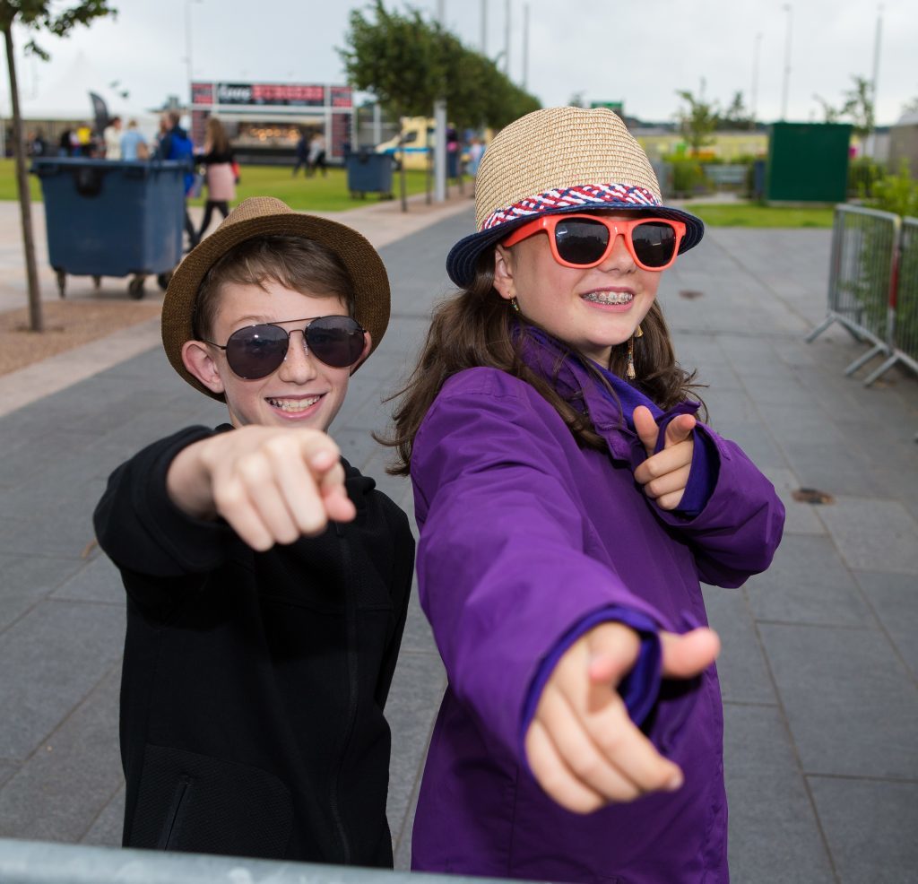 Super fans Max Carnegie (10) from Newport and Amy Nicol (11) from Angus donned Olly Hats for his concert.