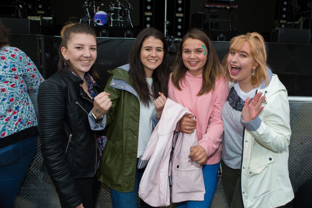 Zoe Wilkie (21), Ciara McKay (20), Katelya Frace (14) and Rebeka Campbell (18)  from Forfar, Glamis, Dundee and Carnoustie waiting to see Olly Murs.