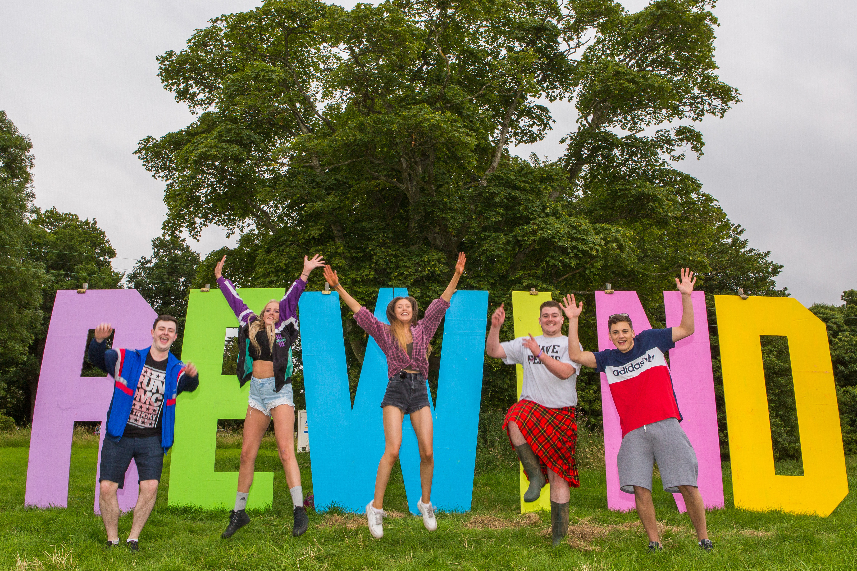 Jumping with excitement are Kenneth Pattendon (18), Conor Smith (20), Megan Palmer (21), Alex Maclean (20) and Thomas Morrow (19) from Scone