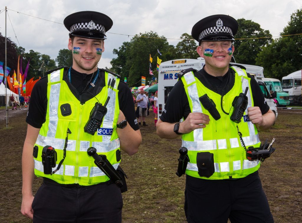 Officers joining in on the fun is PC Ireland and PC Hepburn from Perth at Rewind Festival 2017.