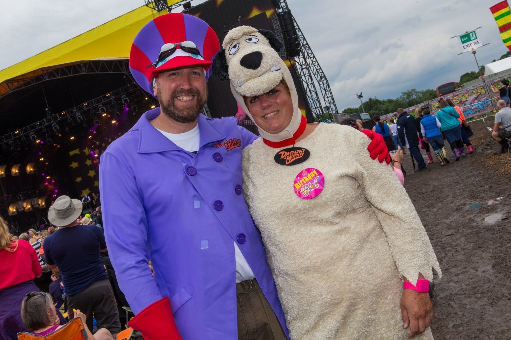 Peter Evans (42) and Jenny Paterson (40) from Dumbarton as Dastardly and Mutley at Rewind Festival 2017.