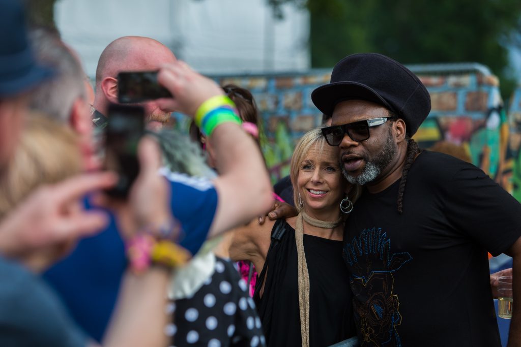 Jazzie B from Soul II Soul meets fans at Rewind Festival.
