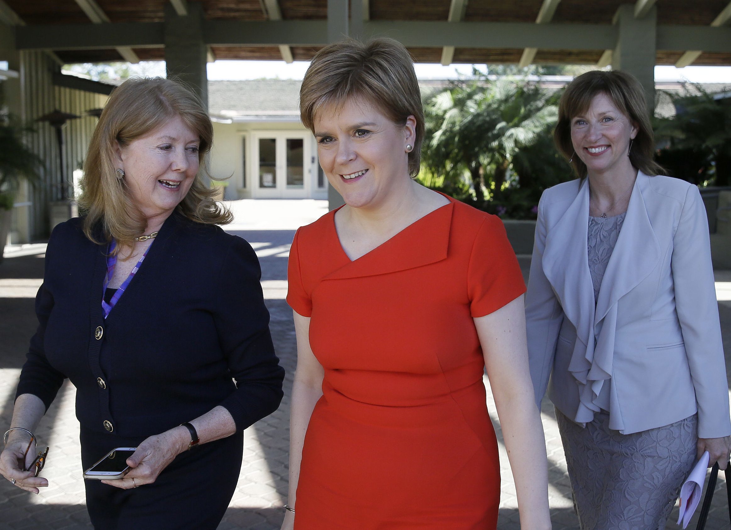 Outgoing Scottish Enterprise chief executive Lena Wilson (right) with First Minister Nicola Sturgeon as they  meet with  Gwen Edwards, left, of Golden Seeds  as part of a trade trip to the US in the Spring.