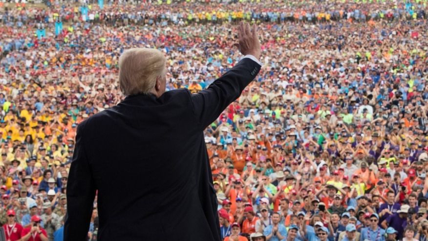 President Donald Trump at a scout jamboree in West Virginia.