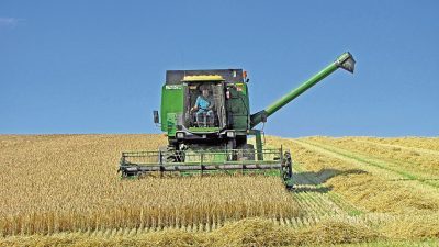 a combine harvester.