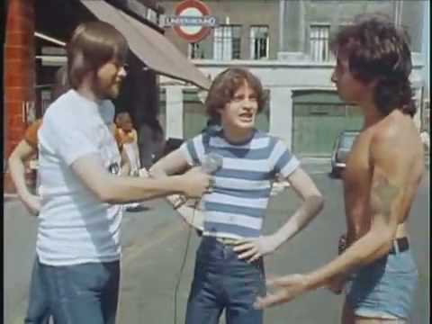 Bon Scott, right, interviewed during the 1970s in Australia.