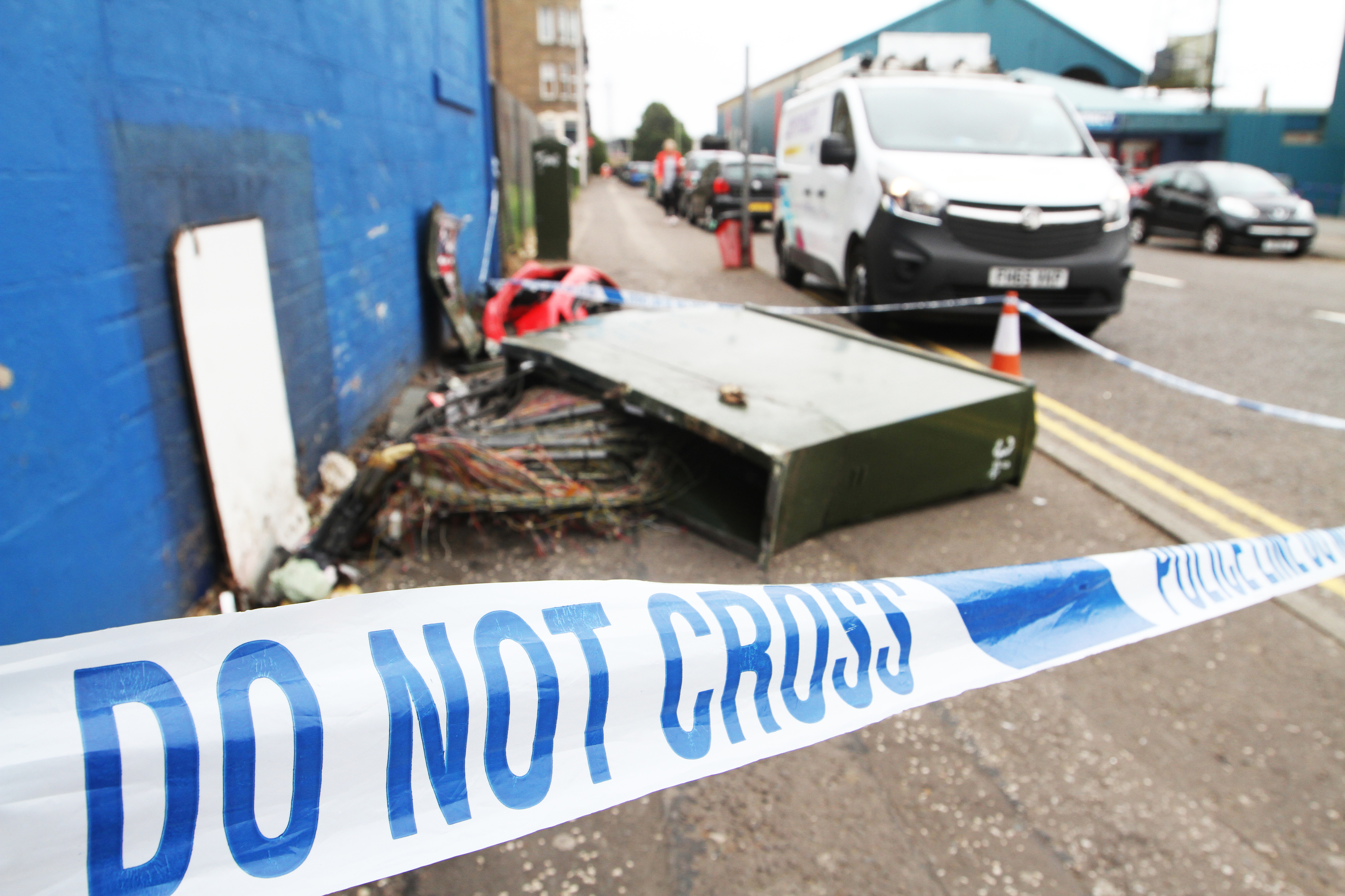 The BT box on Sandeman Street was wiped out, leaving residents including Dundee Football Club without internet.