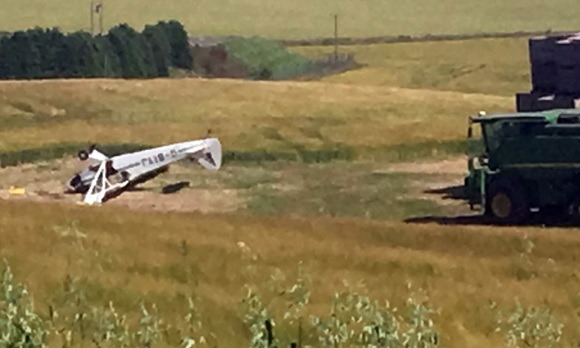 The overturned plane.