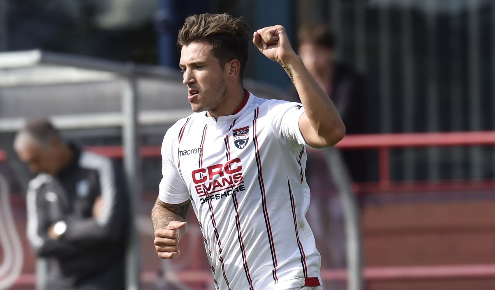 Ross County's Christopher Routis celebrates his goal.