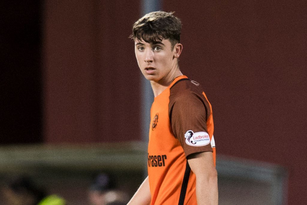 Harvey Dailly makes his Dundee United debut.
