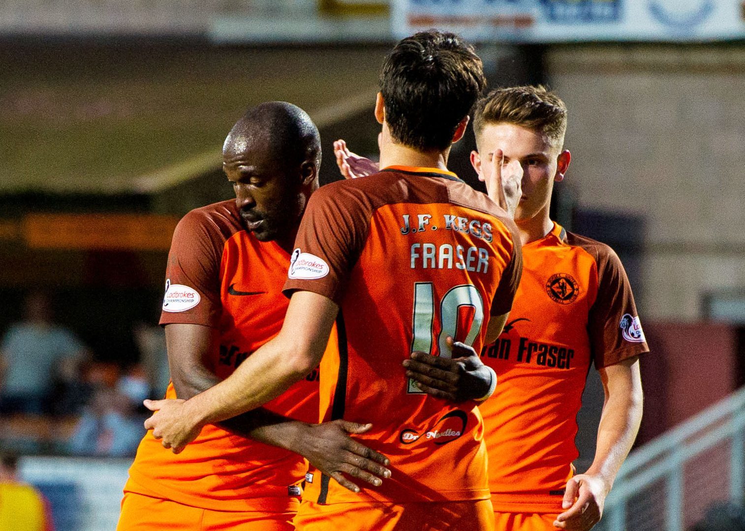 United players celebrate one of their first round goals.