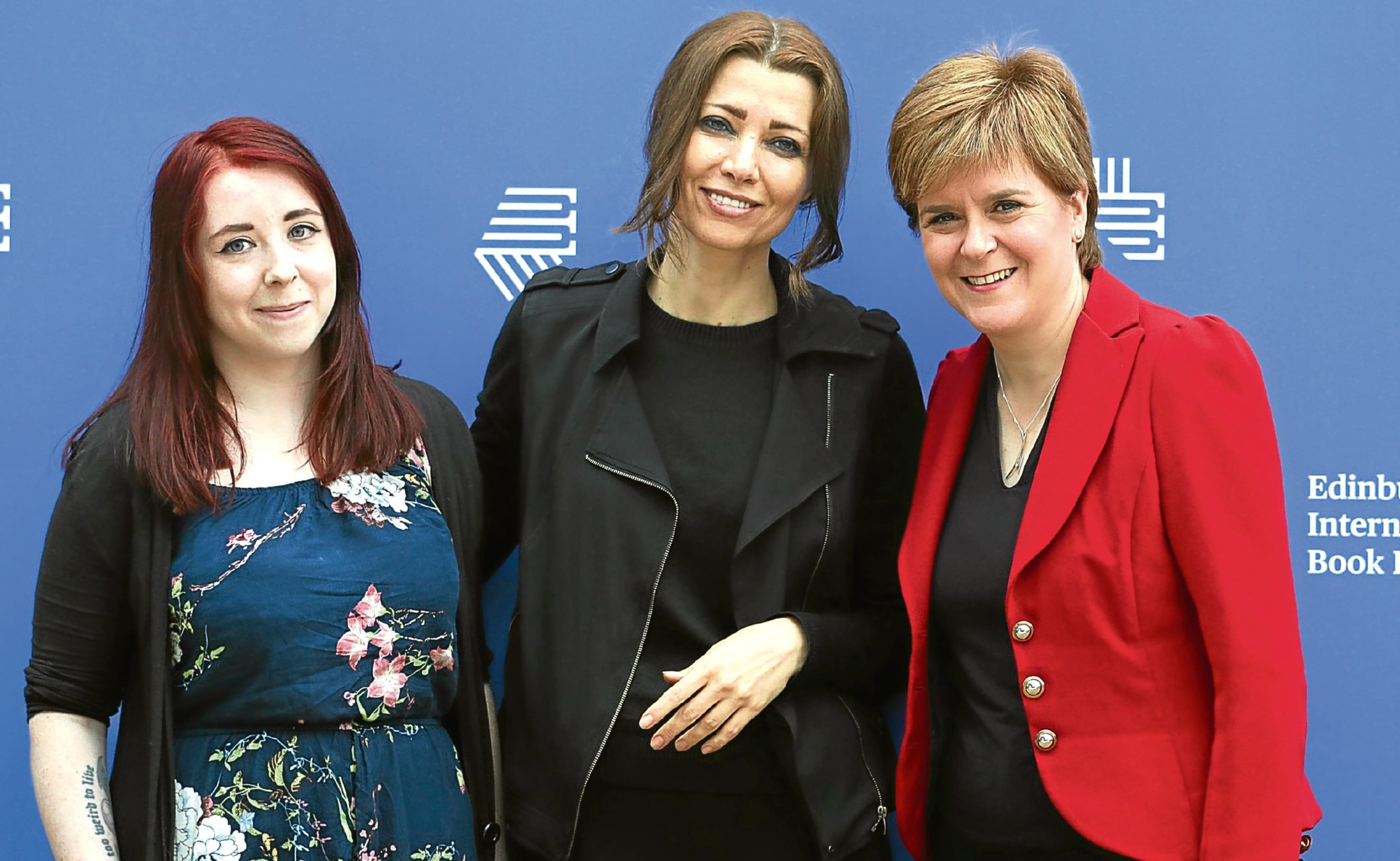 First Minister Nicola Sturgeon with Heather McDaid (left) and Elif Shafak (centre) at the Edinburgh International Book Festival.