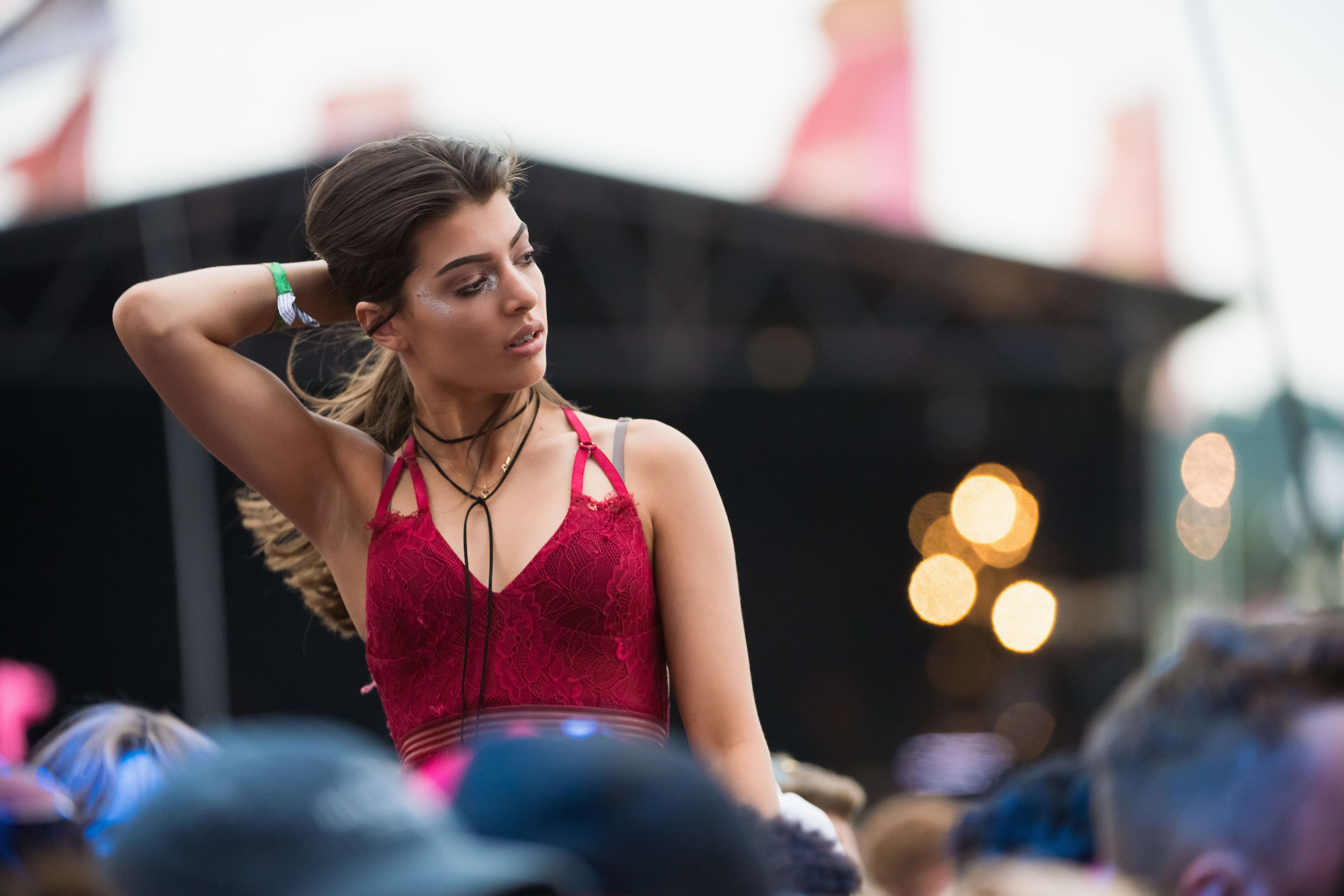 A music fan at Glastonbury Festival this year.