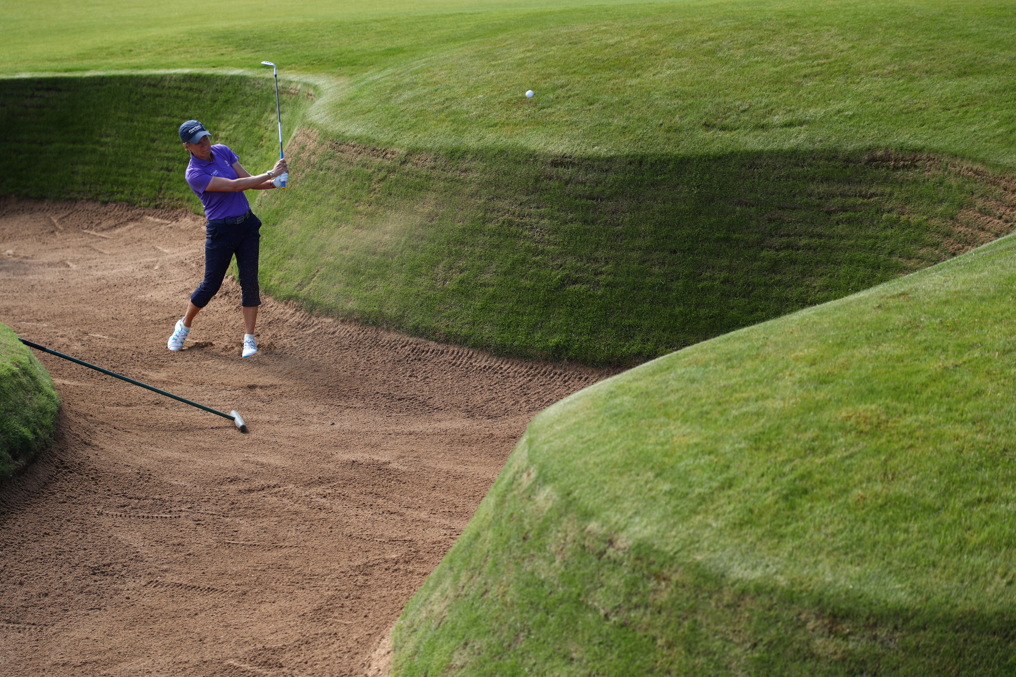 Catriona Matthew in practice for the RICOH Women's British Open at Kingsbarns Links.