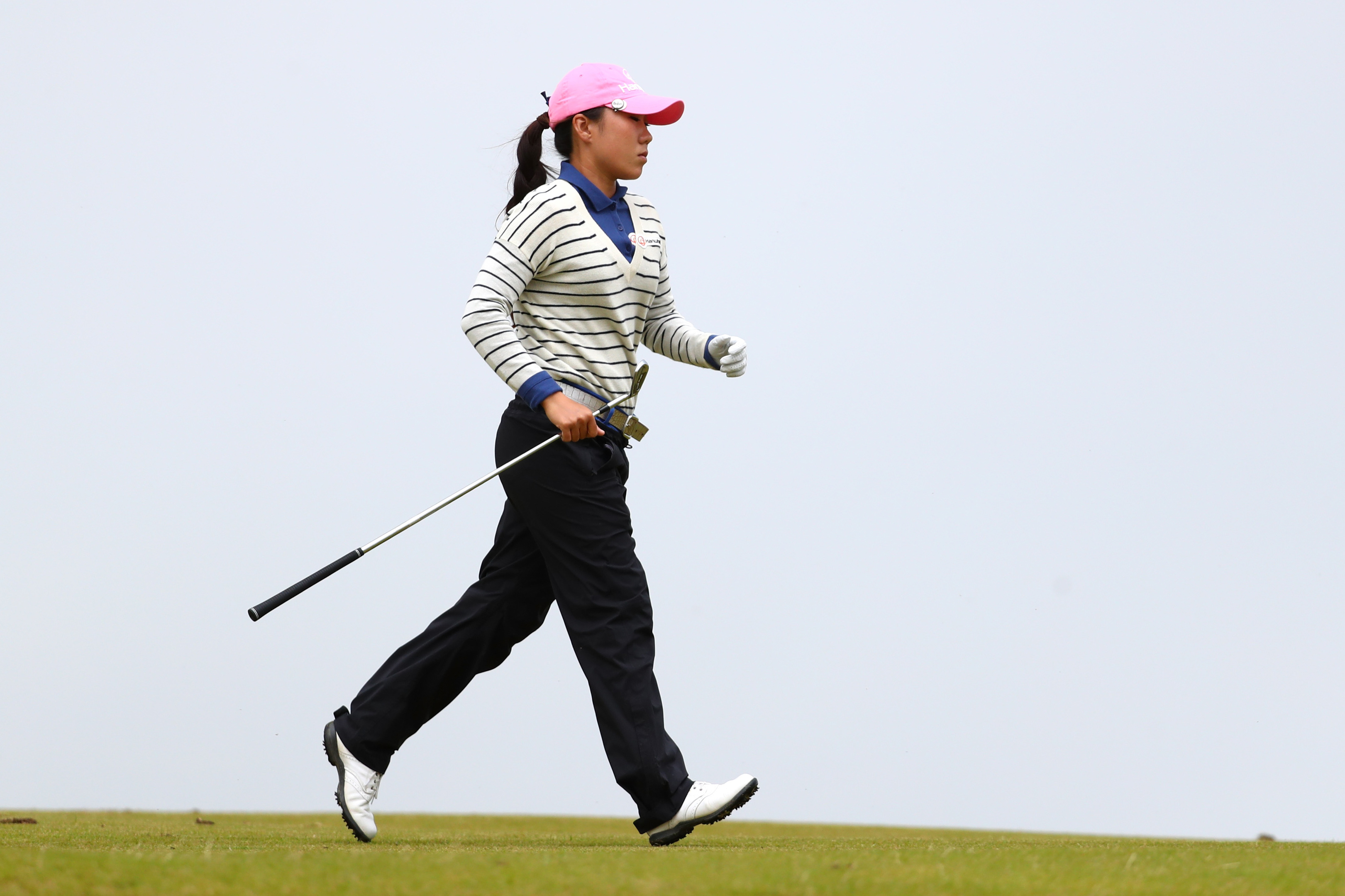 In-Kyung Kim was in a hurry on the 4th before the rains came at Kingsbarns.