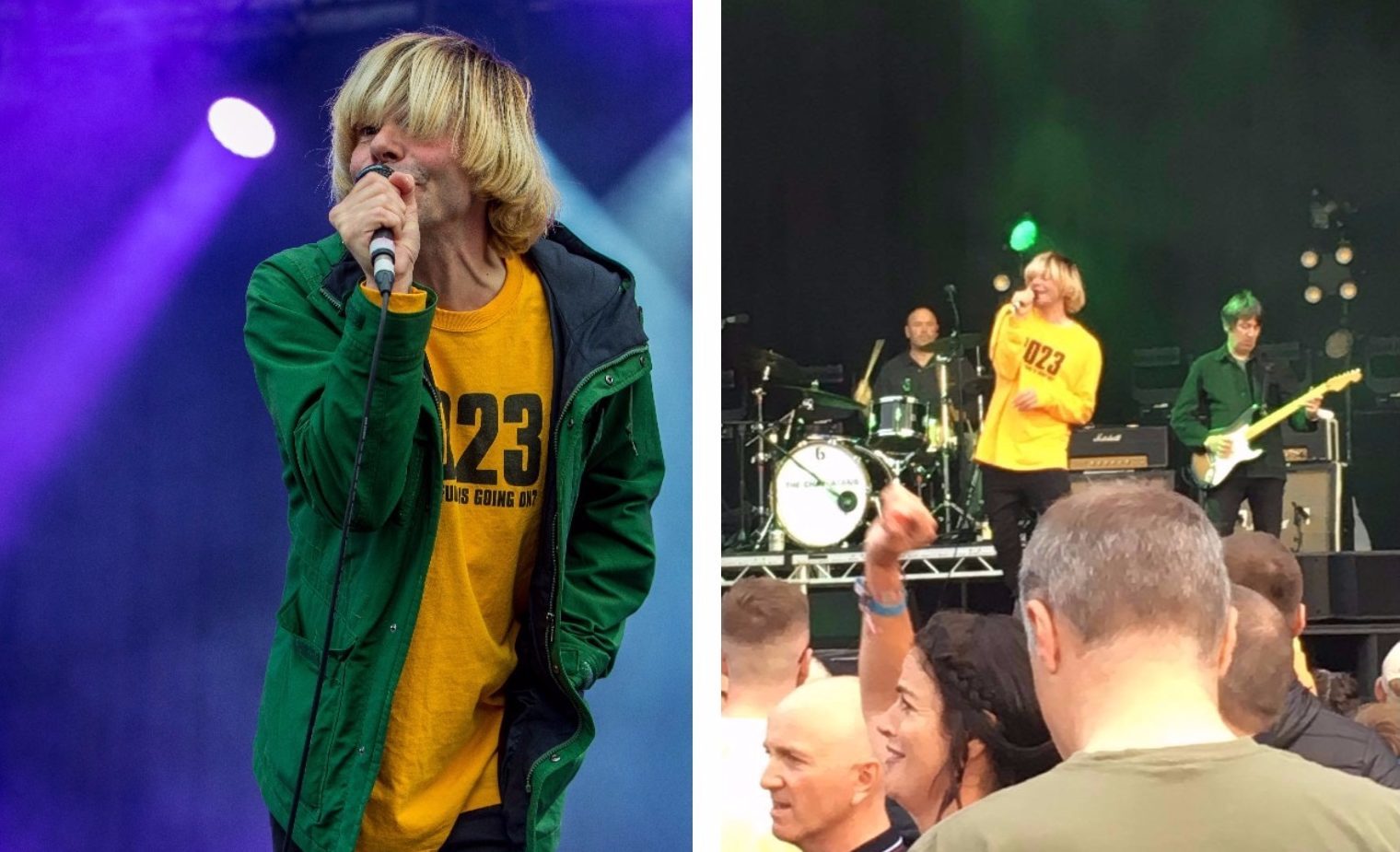 Tim Burgess of The Charlatans donning the 2023 shirt at Carnival 56.