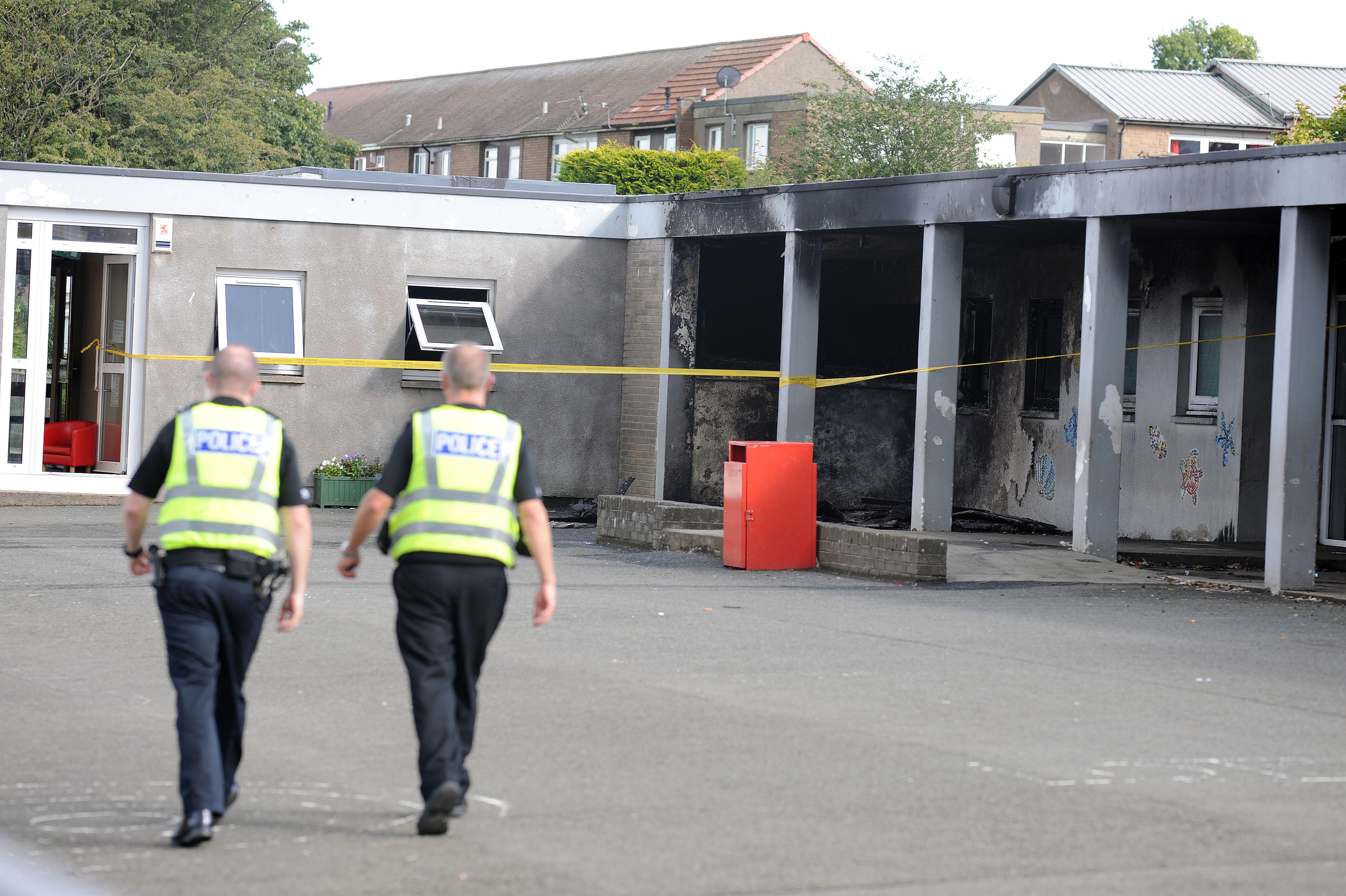 Police at the scene of the weekend blaze.