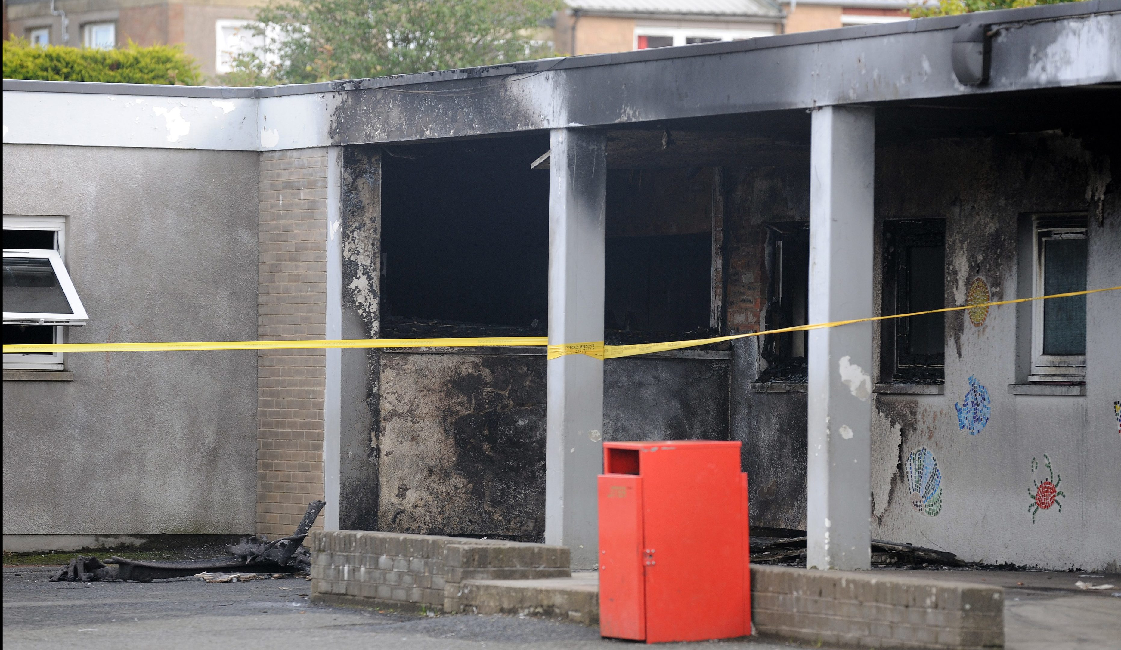 Scene of the fire damage at Torbain Primary