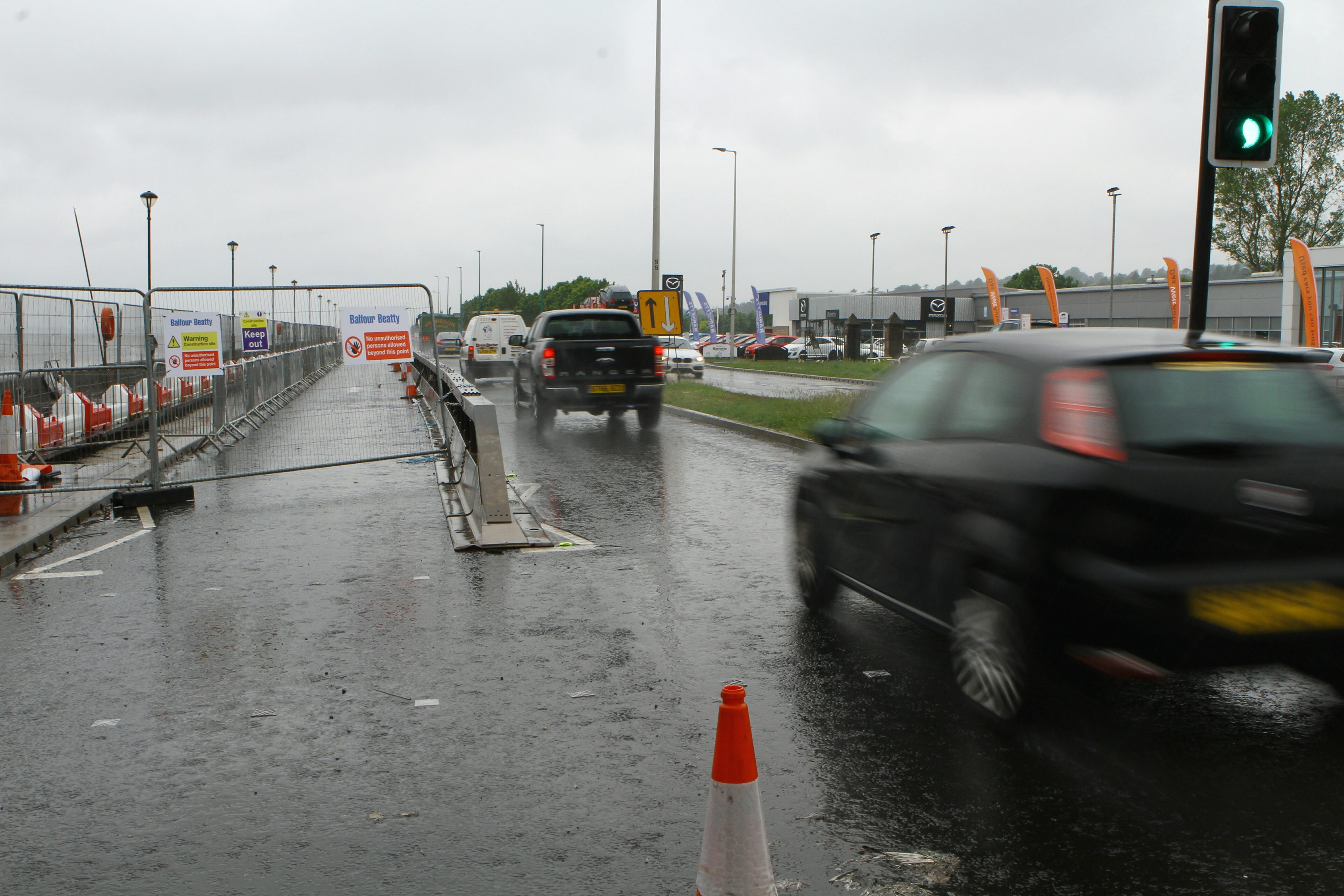 Roadworks on Riverside Drive in Dundee.