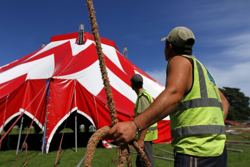 The big top being erected on Carnival 56 site.