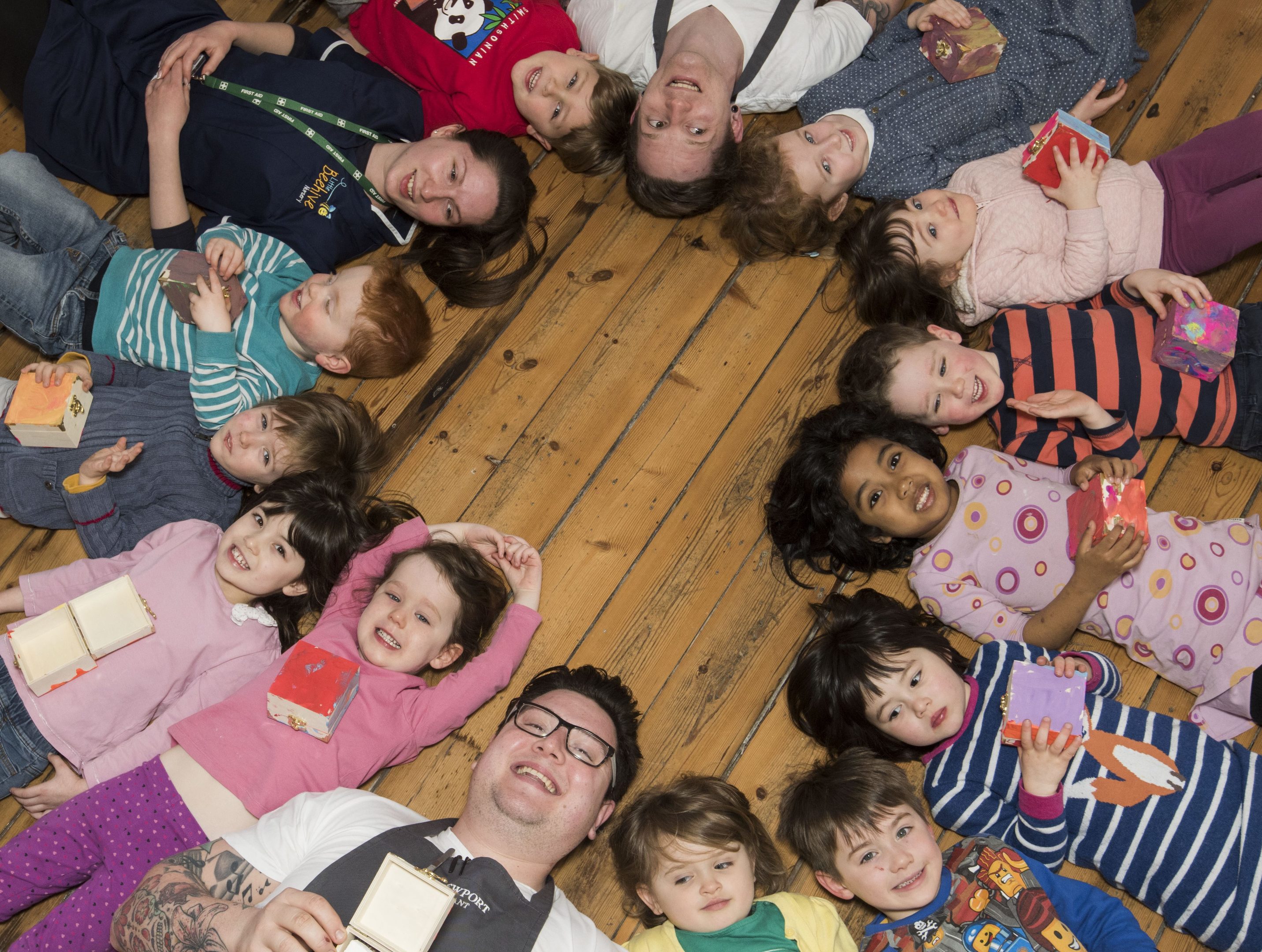 Chef Jamie Scott with youngsters from the Little Beehive Nursery in Newport in 2016