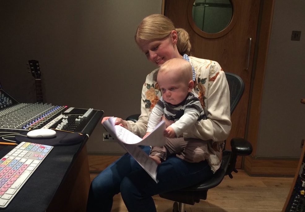 Olga Fitzroy in the recording studio with her son Lucas