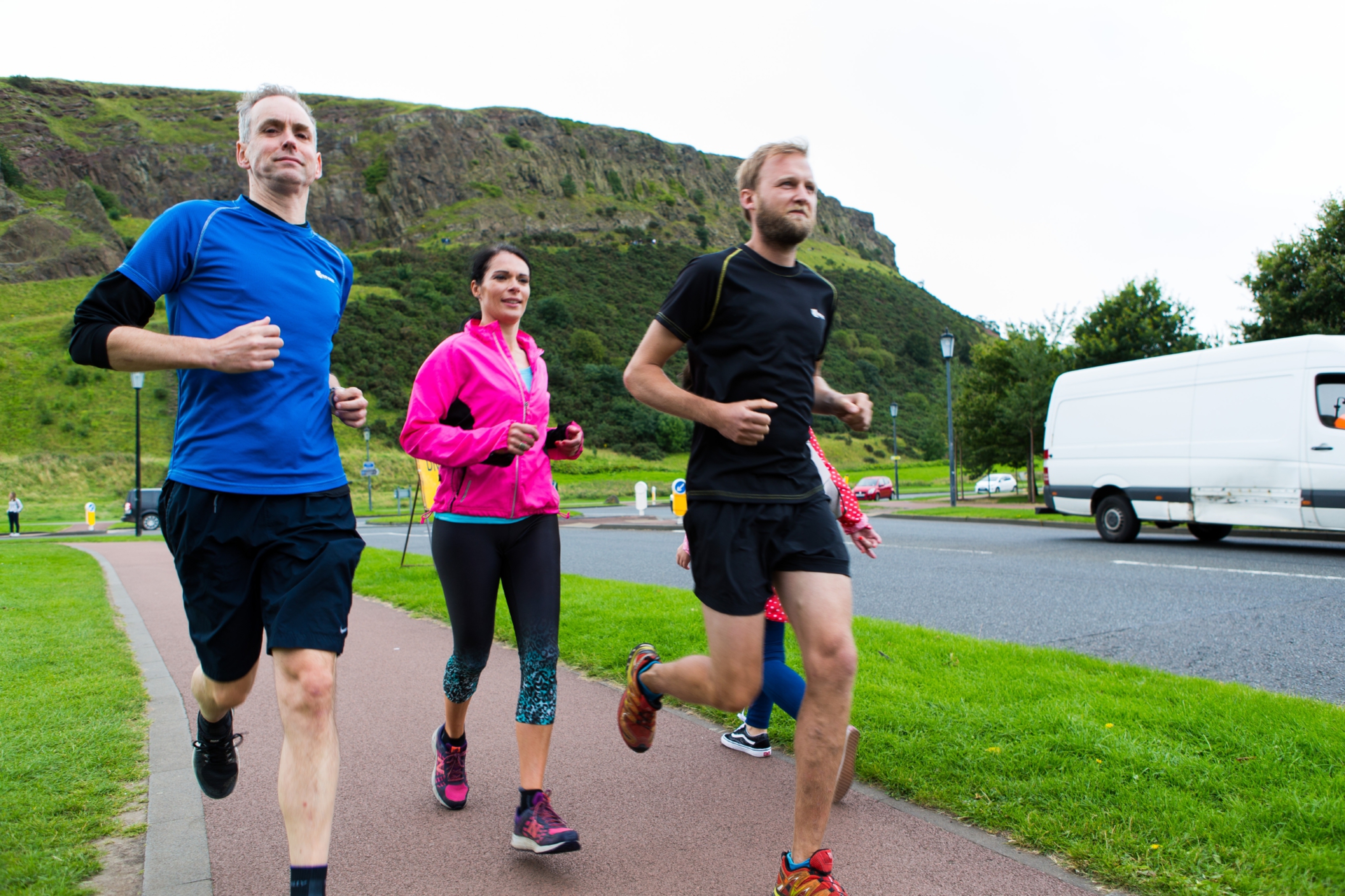 Gayle Ritchie goes for a training recce run in the shadow of Arthur's Seat with Paddy Cuthbert and Stewart Caithness.