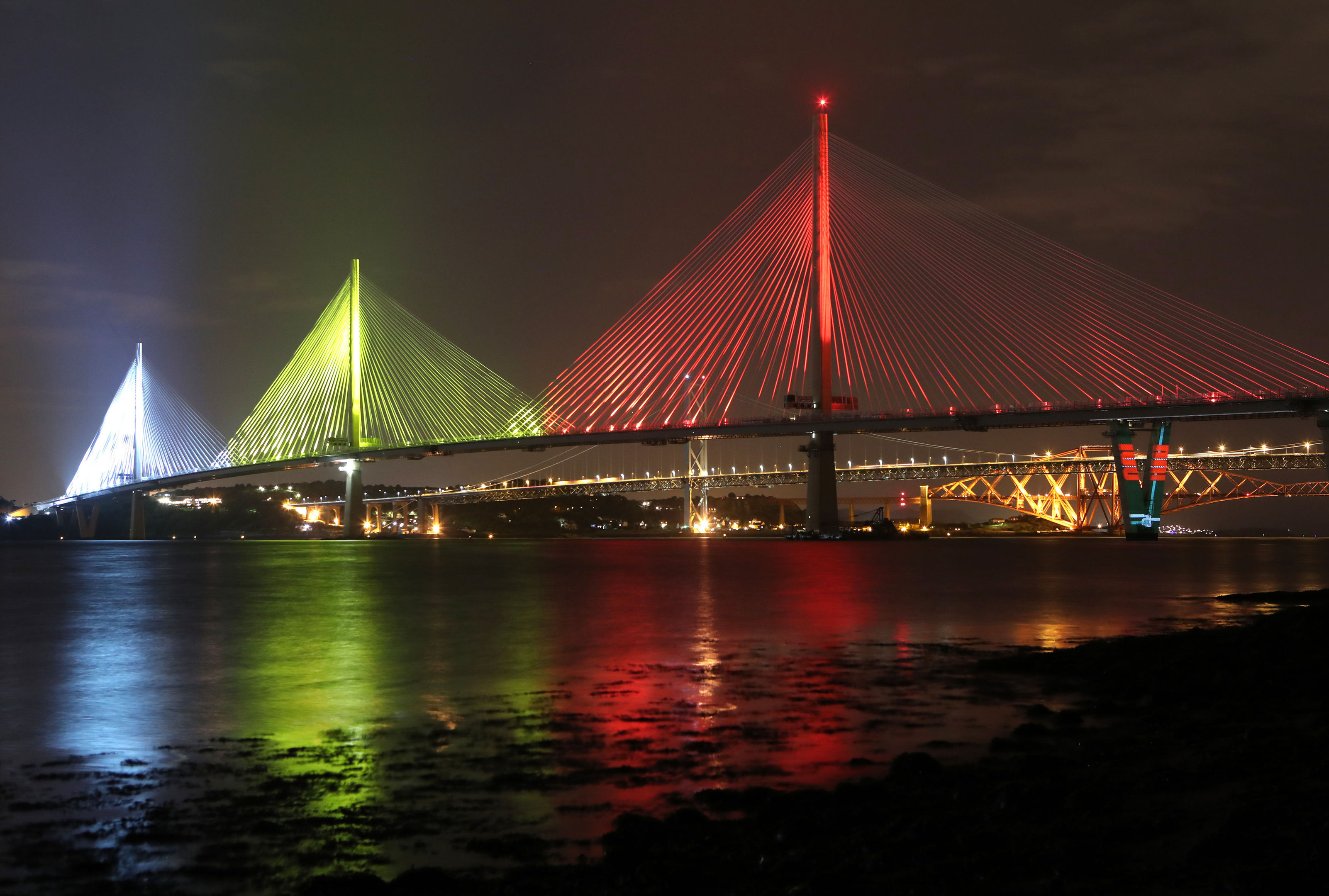 A view of the new Queensferry Crossing, seen from South Queensferry